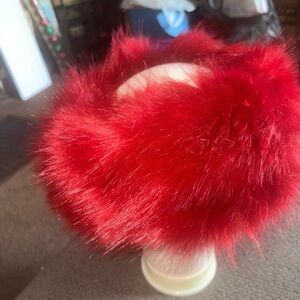 Plush Red Faux Fur Headband